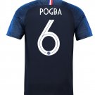 France Home 2 Stars 6 POGBA World Cup 2018 Men Soccer Jersey Football Shirt