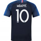 France Home 2 Stars 10 MBAPPE World Cup 2018 Men Soccer Jersey Football Shirt