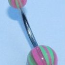 Pink and Green Patterned Belly Bar