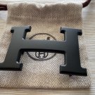 Hermes H 38mm Black Matte Belt Buckle with pouch