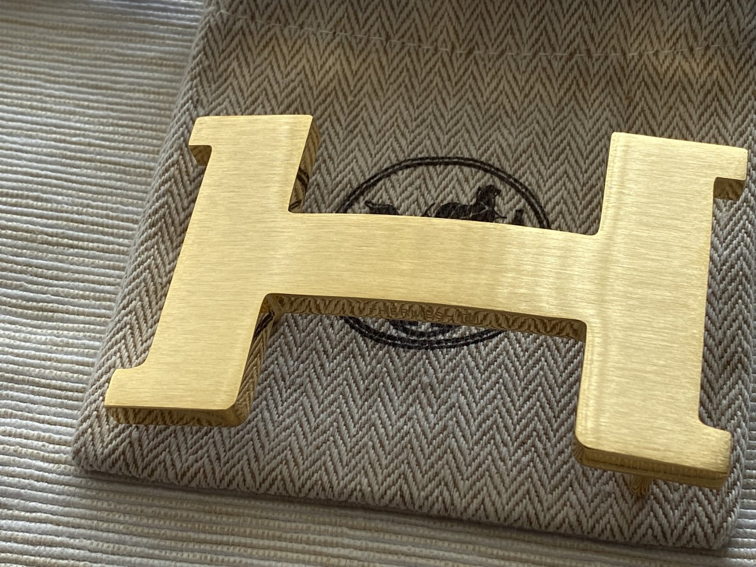 Hermes H 42mm Gold Brushed Constance Belt Buckle with pouch