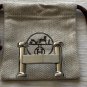 Hermes H 32mm Silver Brushed Agora Belt Buckle with pouch