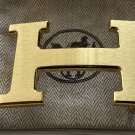 Hermes H 38mm Gold Brushed H Belt Buckle with pouch