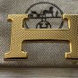 Hermes H 38mm Gold Guillochee Belt Buckle with pouch