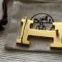 Hermes H 38mm Gold Guillochee Belt Buckle with pouch