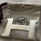 Hermes H 38mm Silver Brushed H Belt Buckle with pouch