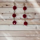 Tower Red Czech Crystal Siam Drop Earrings