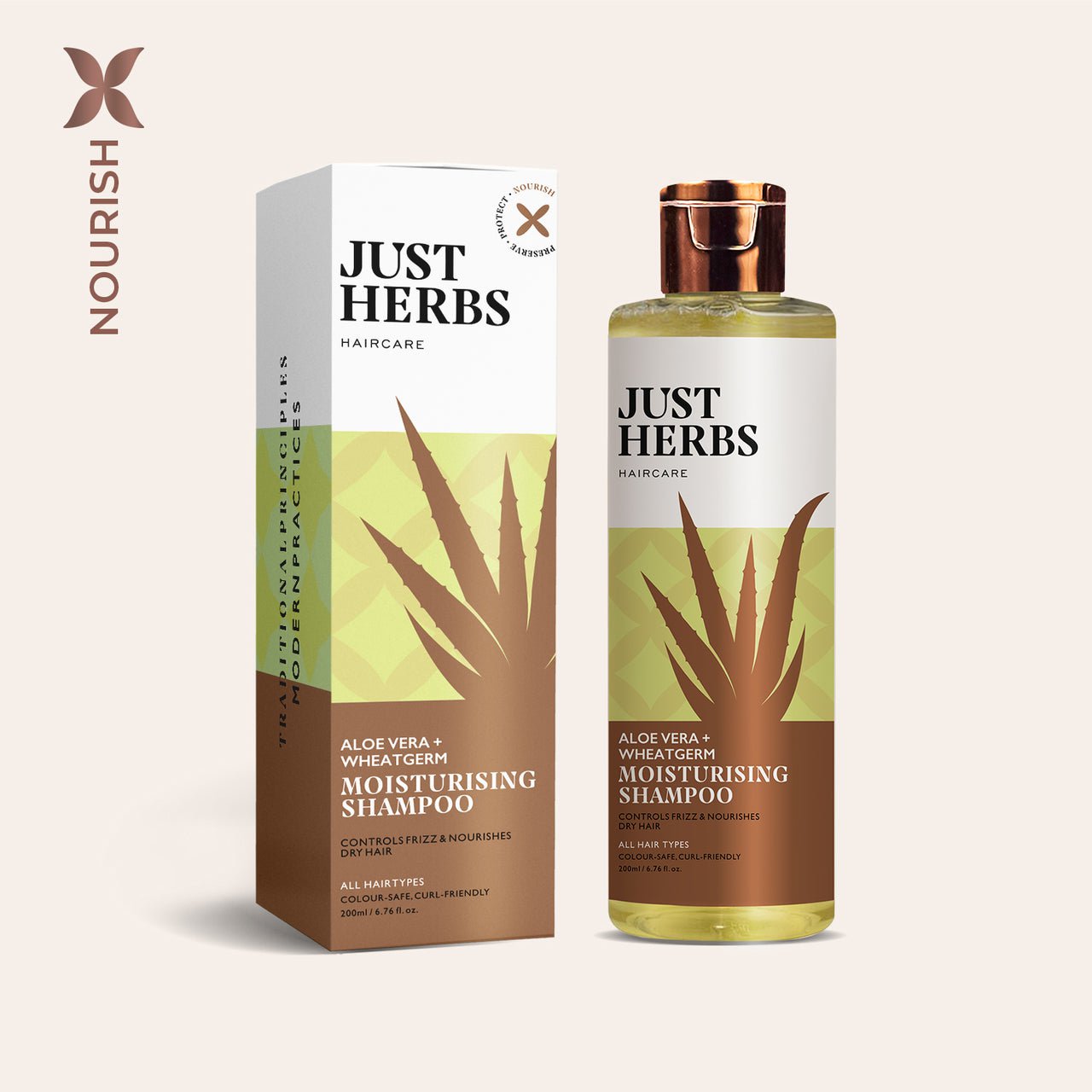 Just hurb Moisturising Shampoo with Aloe Vera and Wheatgerm 200ml