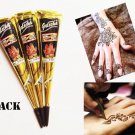 Golecha Henna Mehandi Temporary Tattoo Body Art - Black - 3 Cones