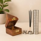 Dhoop Stand + Agarbatti Stand (Wooden, Stainless Steel) Incense Holder Set (Brown, Steel)