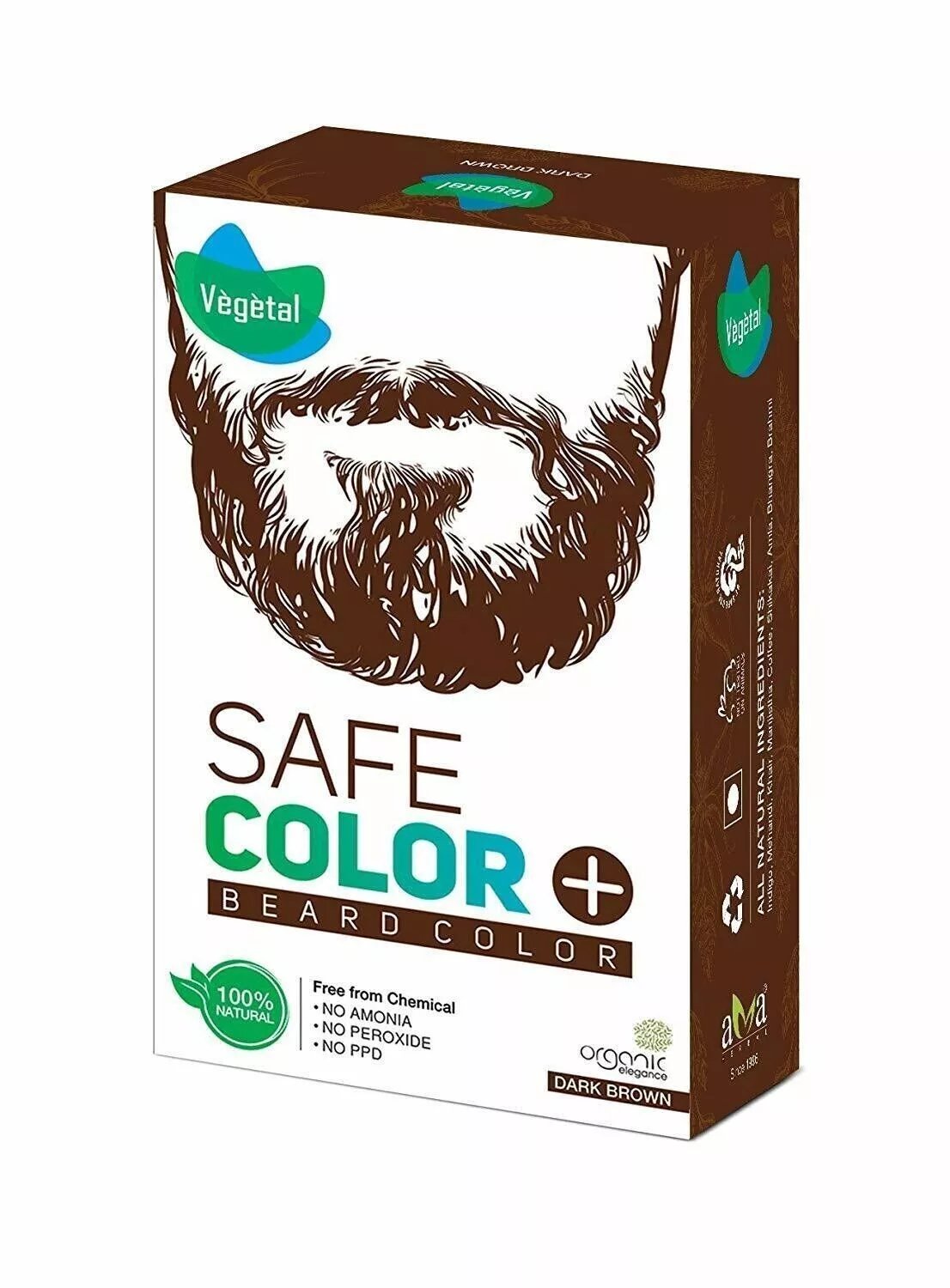 Vegetal Organic Beard Hair Dye For Men - Black - 25gm - 2 Packs