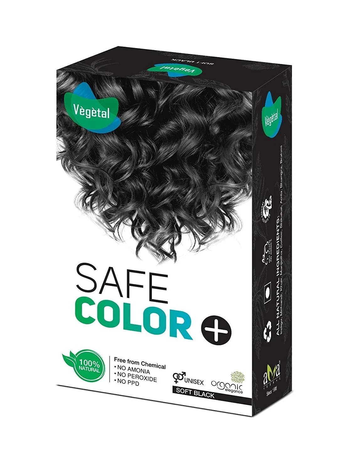Vegetal Safe Hair Color Bio Natural Soft Black 100gm - Chemical & Allergy Free