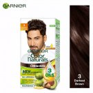 Garnier Color Naturals Men Permanent Hair Color Shade 3 Darkest Brown - 60 gm