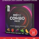 Manforce 3 in 1 Condoms 20 Count | Assorted Flavors | Dotted + Flavored Latex
