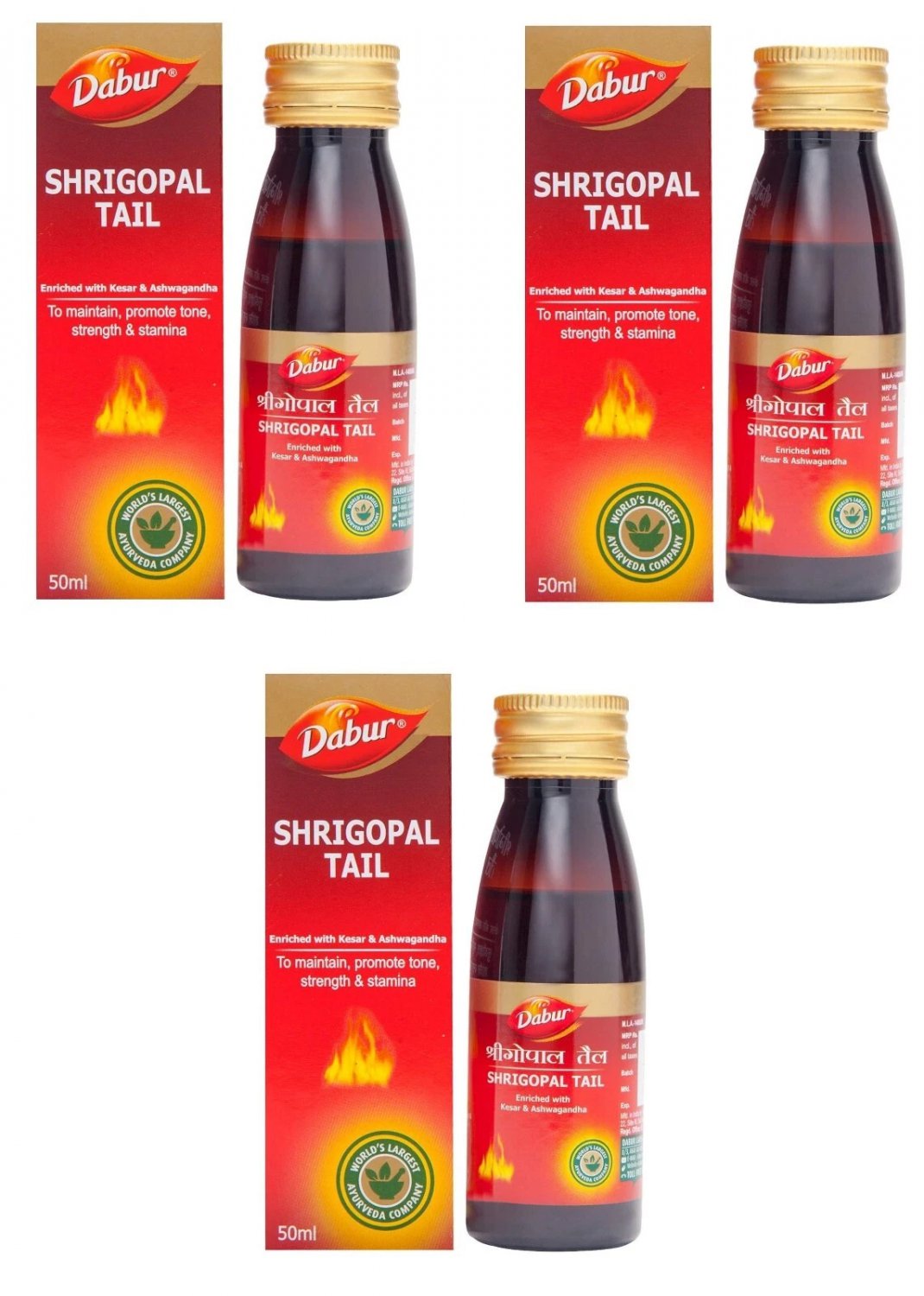 Dabur Shrigopal Tail 50ML X 3 | For Strength & Stamina | Free Ship