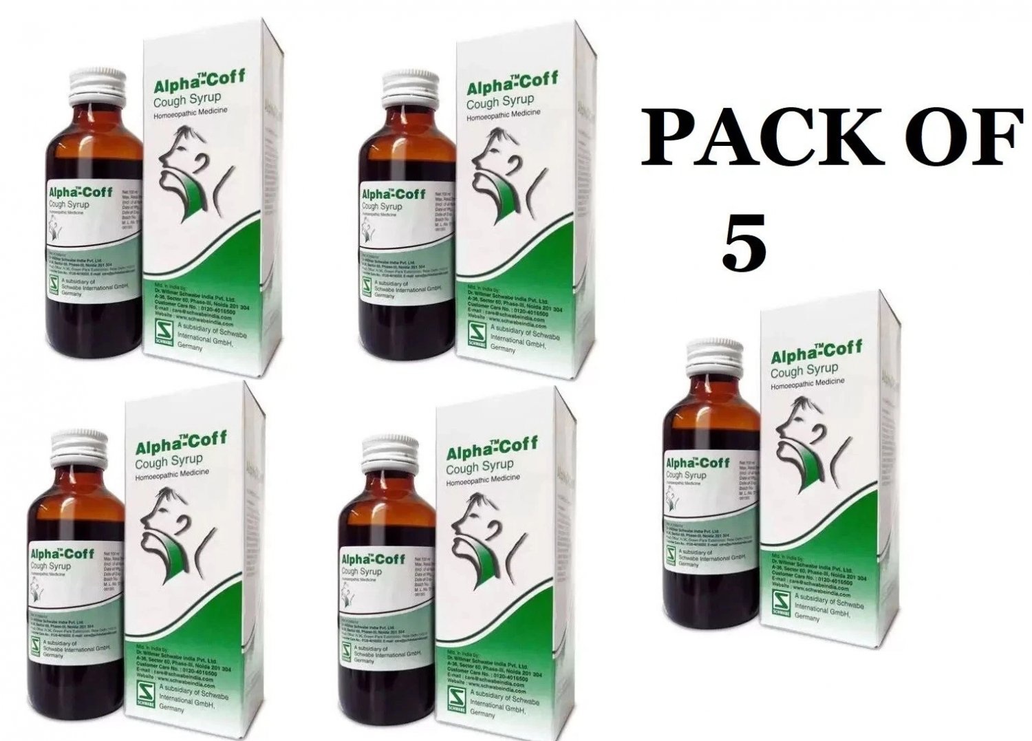 Alpha&acirc;��Coff Cough Syrup | Pack of 5 &Atilde;� 100&acirc;�&macr;ml | Natural Respiratory Support