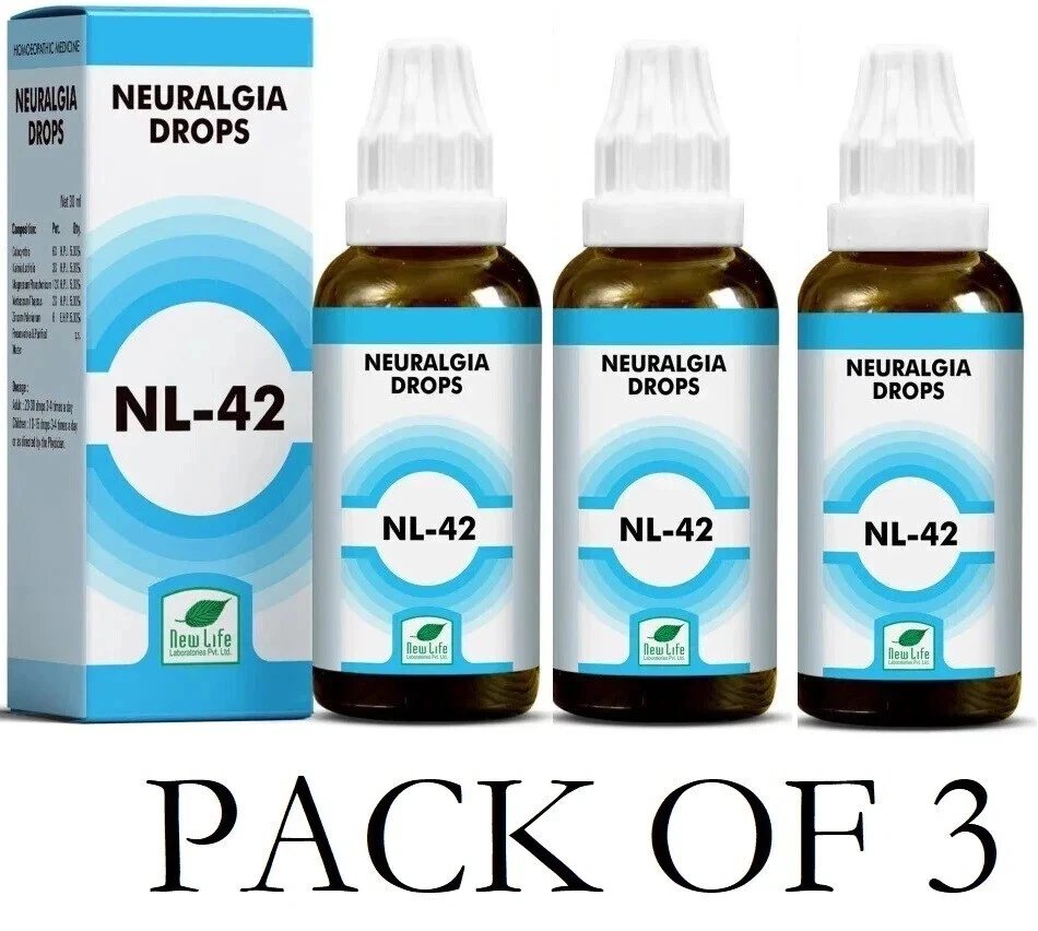 New Life NL-42 Neuralgia Drops 30ml Each | Pack of 3 | Homeopathy | Natural