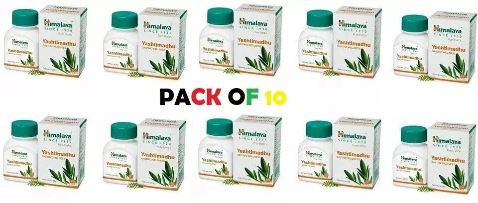 Himalaya Yashtimadhu 60 Tablets x10 | Herbal Digestive Support Natural Wellness