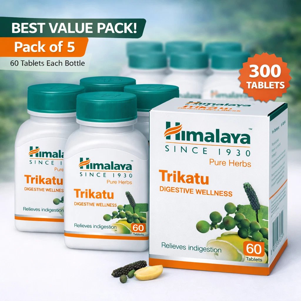 Himalaya Trikatu Tablets Digestive Wellness Support 60 Tabs Each Pack of 5