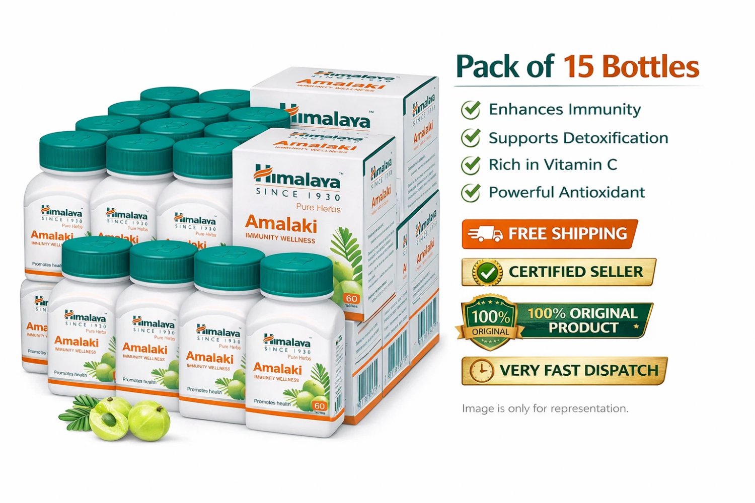 Himalaya Amalaki Tablets 60 Tabs x15 Herbal Wellness Support free shipping