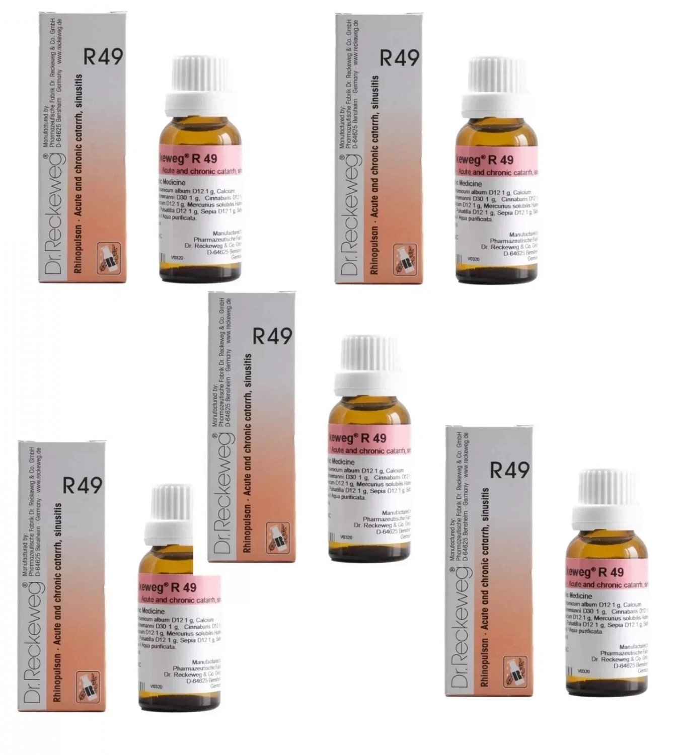 5xDr. Reckeweg R49 Drops 22ml | For Sinus Pressure, Head Cold, Rhinitis