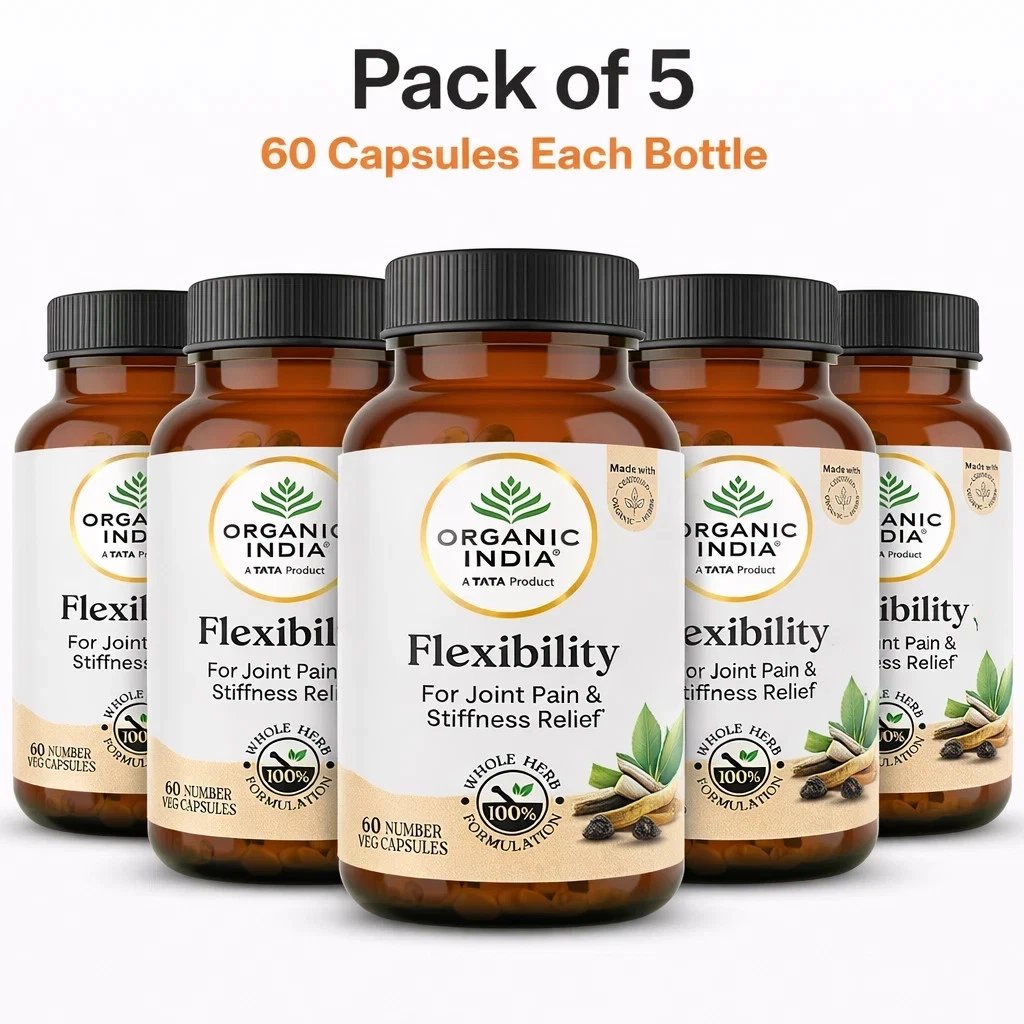 Organic India Flexibility 60 Capsules Ayurvedic Herbal Joint Support 5 Pack