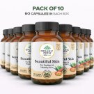 Organic India Beautiful Skin 60 Veg Capsules Ayurvedic Herbal Skin Care 10 Pack