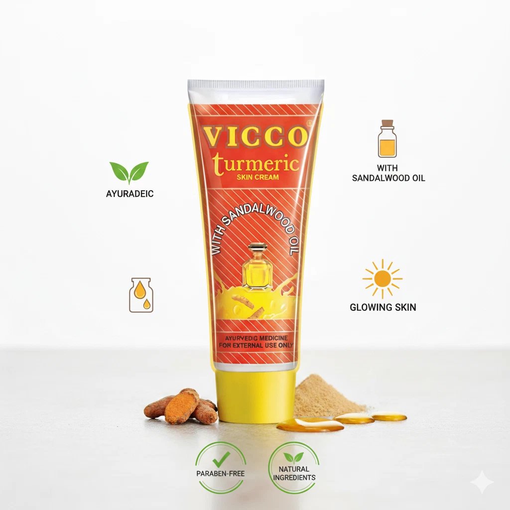 Vicco Turmeric Skin Cream 80g with Sandalwood Oil &acirc;�� Natural Ayurvedic Face Cream