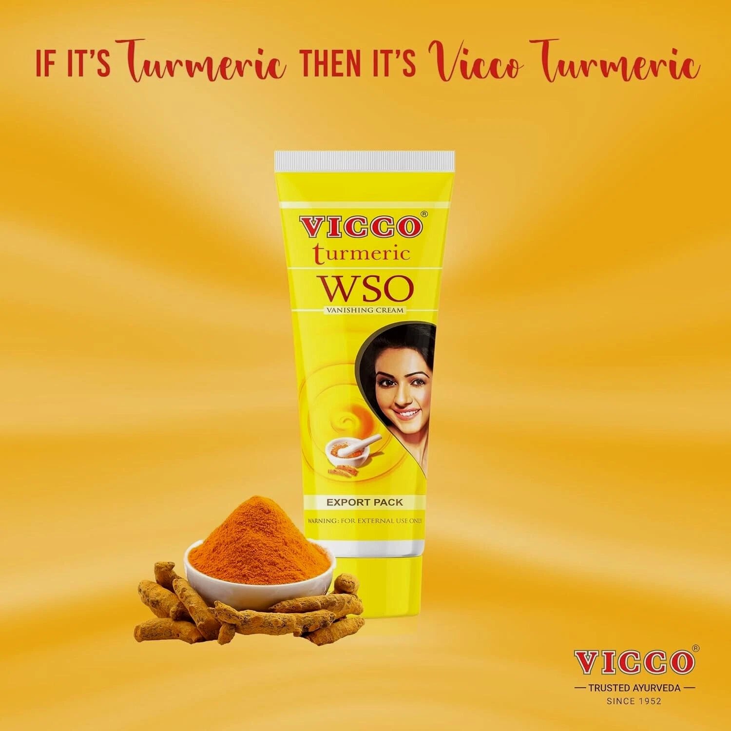 Vicco Turmeric WSO Vanishing Cream &acirc;�� Ayurvedic Herbal Cream for Glowing Skin 80g