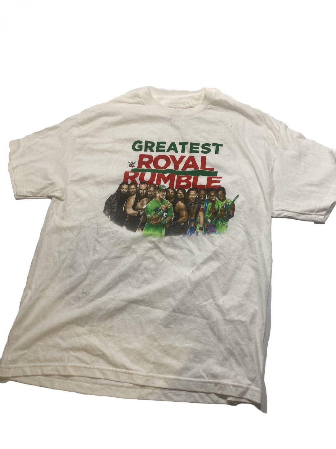 WWE 2018 Greatest Royal Rumble white shirt XL Cena Reigns HHH strohman styles