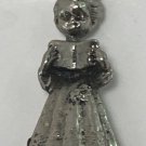 Vintage Pewter Miniature Figurine Woman Reading Book Victorian 1.5" Toy