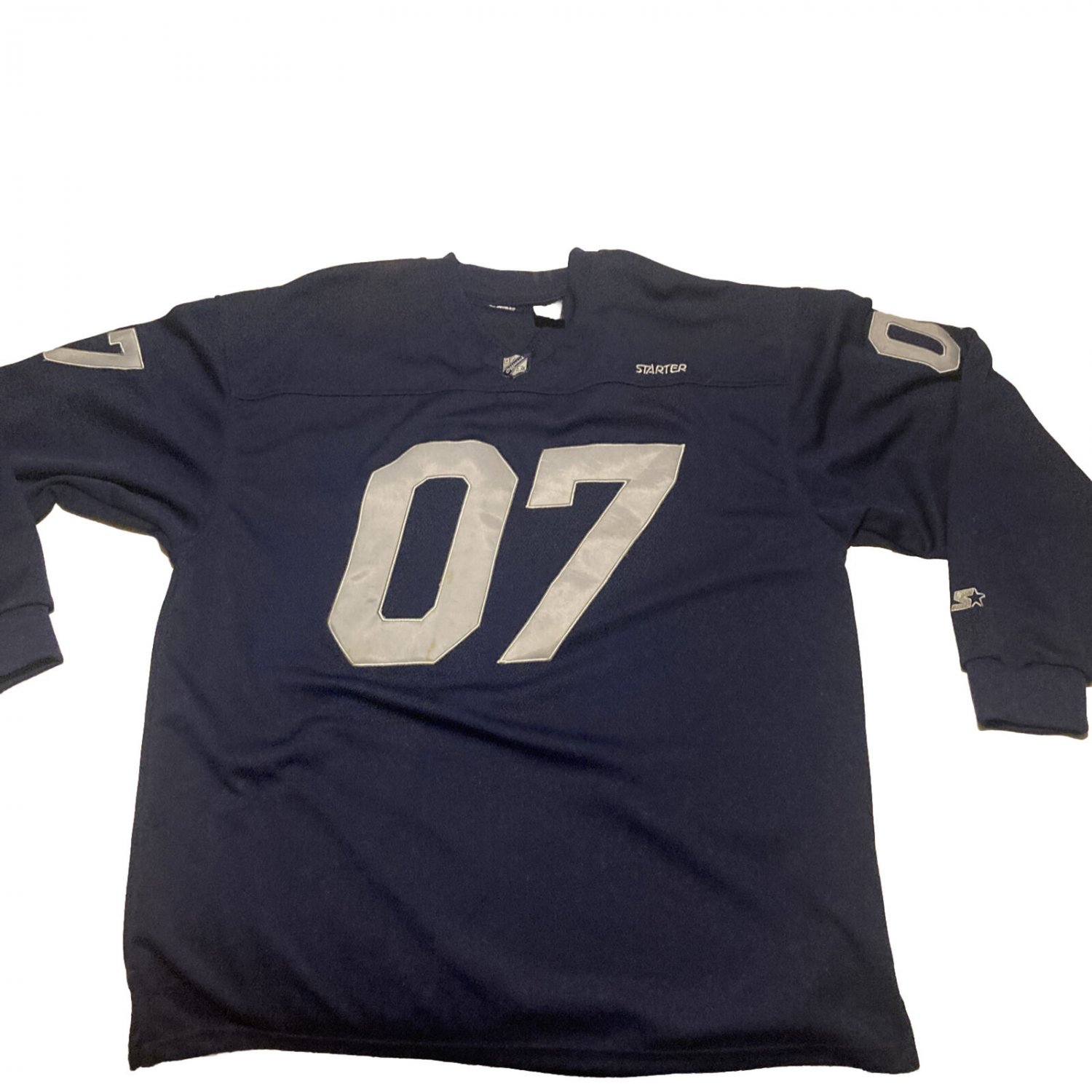 Starter Mens Jersey Size L Blue Long Sleeve Stitched Number 07 Blue Long Sleeve