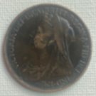 1896 GREAT BRITAIN ONE PENNY  VICTORIA BRONZE WORLD UK COIN
