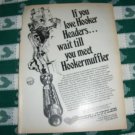 vintage black and white advertisement for Hookermufflers