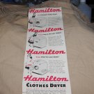 partial page vintage advertisement for Hamilton Automatic Clothes Dryers