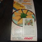 double-sided full color vintage advertisement for Jell-o Pudding and Kraft Velveeta 1951