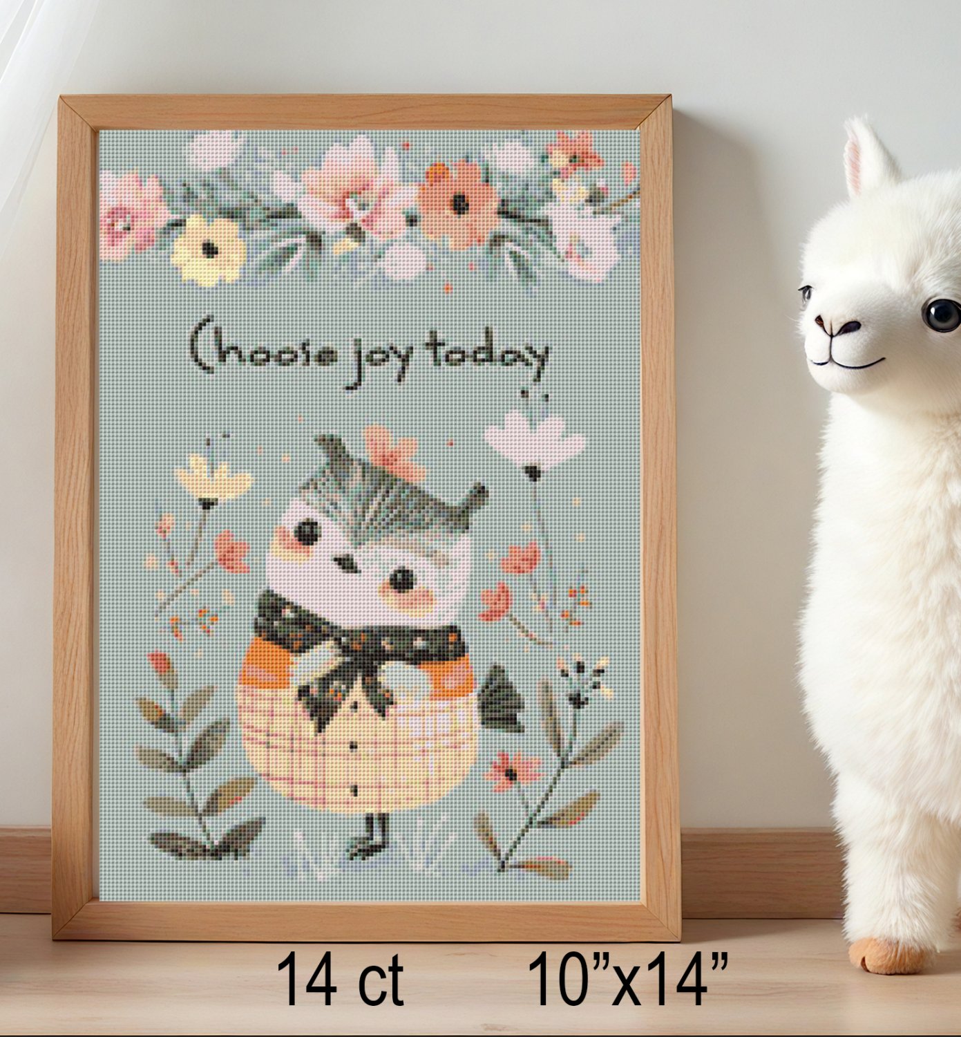 Choose Joy Today Owl Cross Stitch Pattern Inspirational Floral Nursery Art (25-97)