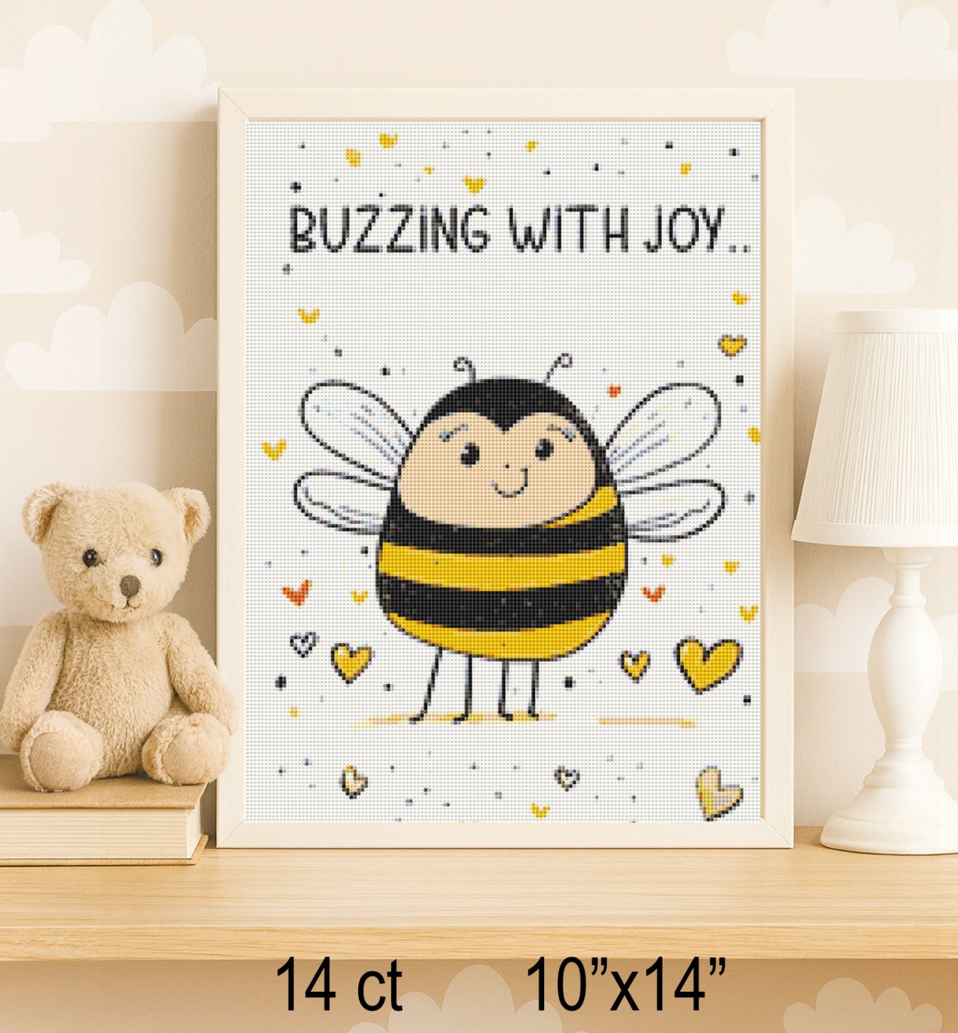 Buzzing With Joy Bee Cross Stitch Pattern Cute Inspirational Nursery (25-95)