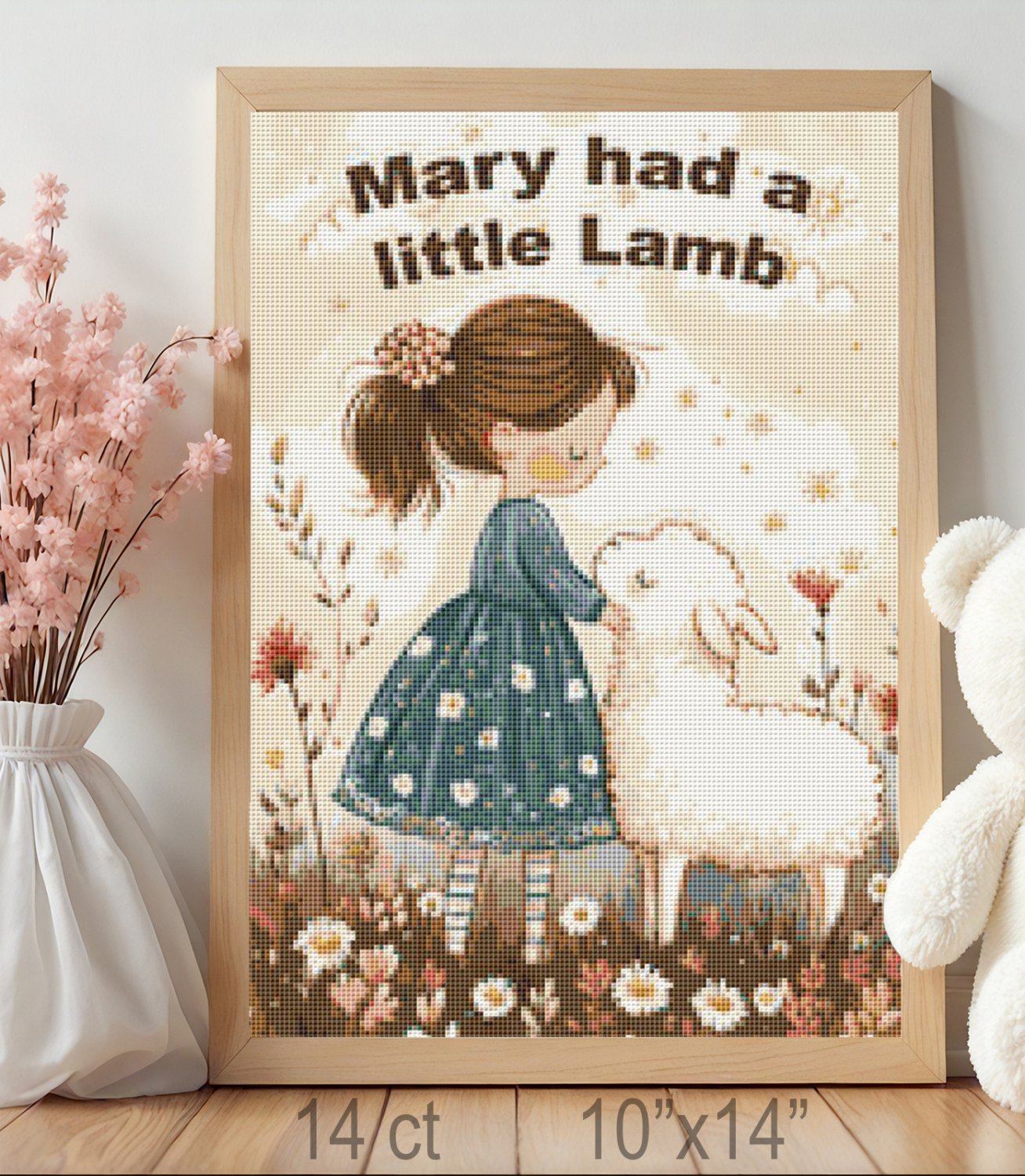 Mary Had a Little Lamb Nursery Rhyme Cross Stitch Pattern Storybook Art (25-92)