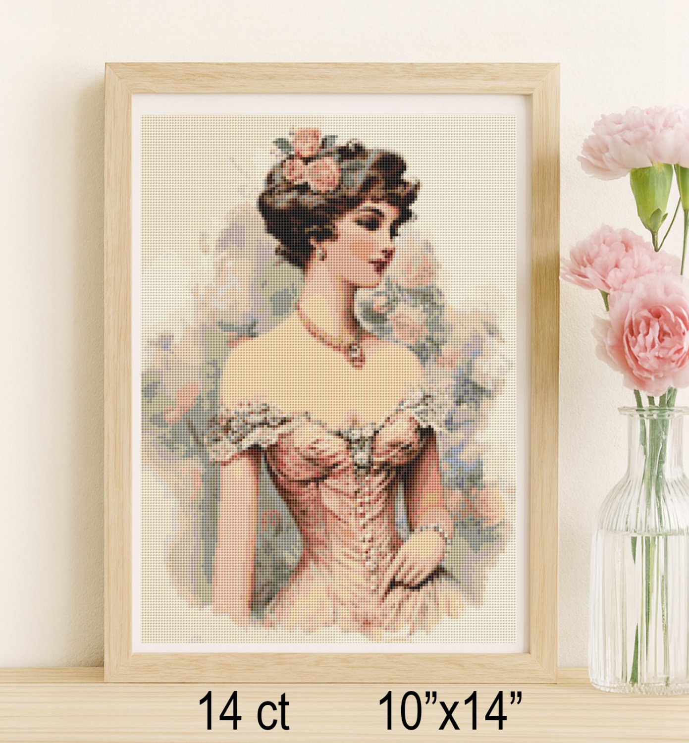 Victorian Lady Cross Stitch Pattern &acirc;�� Elegant Portrait Design (26-01)