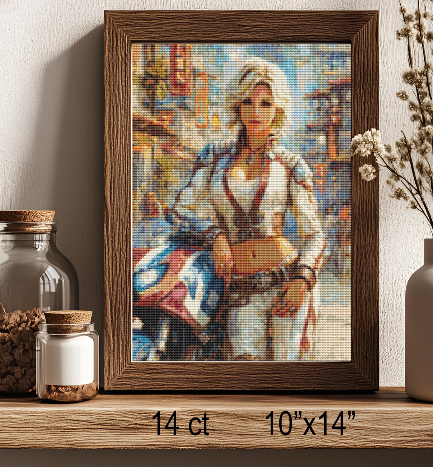 The City Rider Woman Cycle Urban Cross Stitch Pattern Artistic City Scene (25-90)