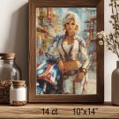 The City Rider Woman Cycle Urban Cross Stitch Pattern Artistic City Scene (25-90)
