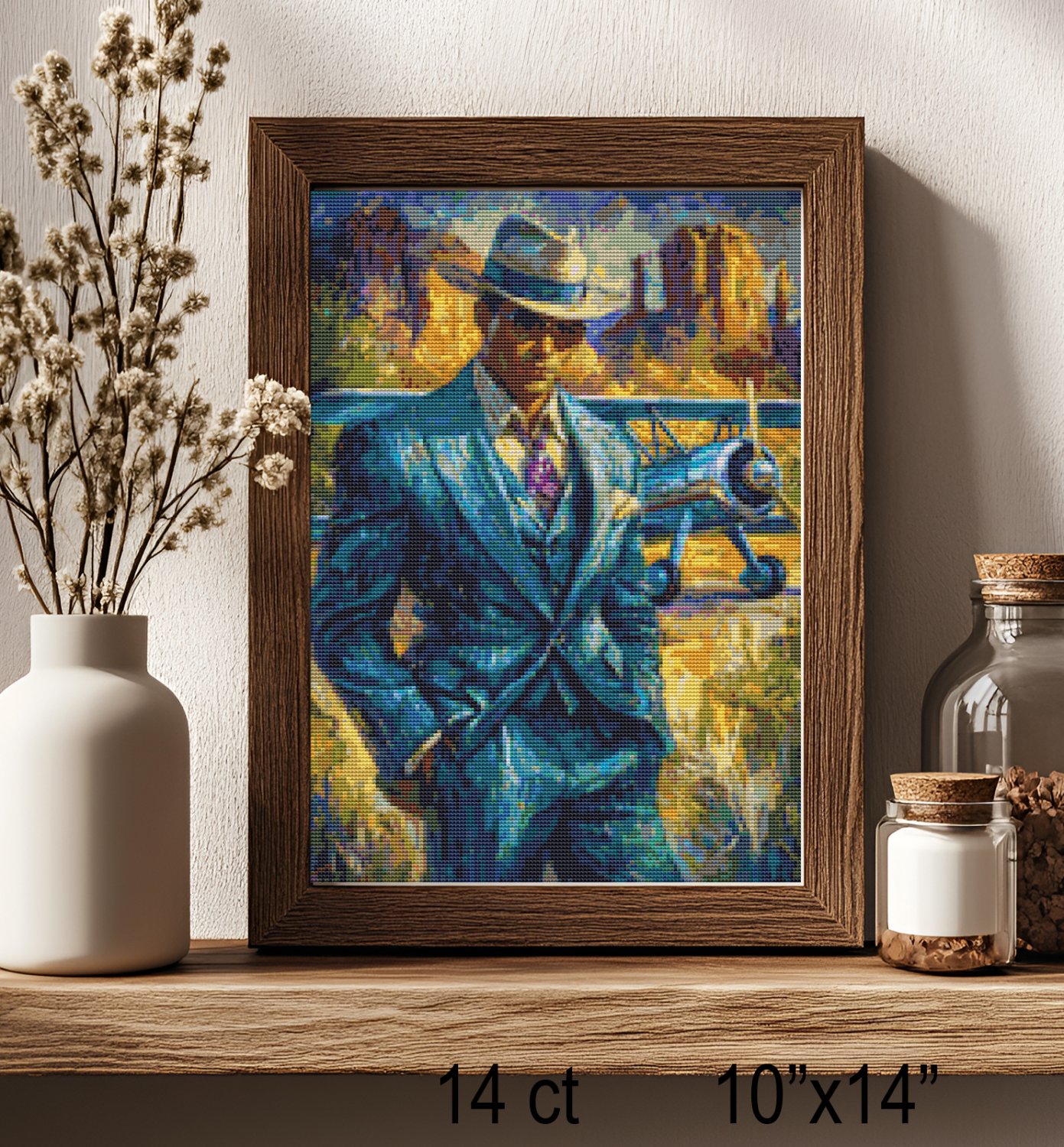 The Desert Aviator Vintage Pilot Cross Stitch Pattern Western Adventure Art (25-89)