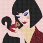 Girl and Squirrel One Cross Stitch Pattern Stylized Art Portrait (25-82)