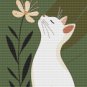 White Cat and Flower Cross Stitch Pattern (26-02)