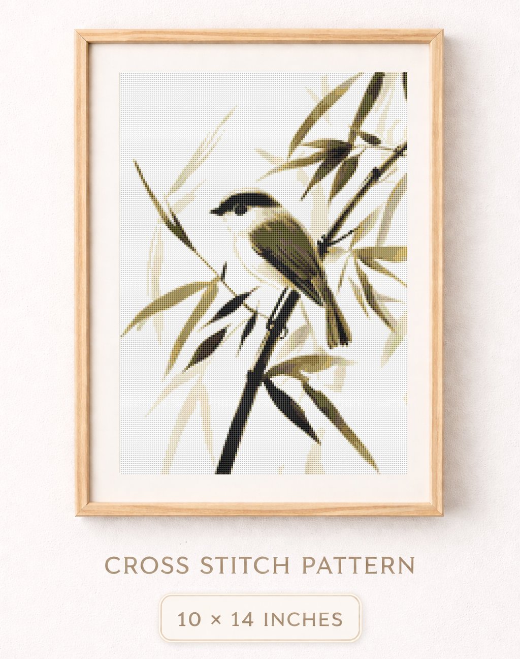 Bird and Bamboo Cross Stitch Pattern (26-03)