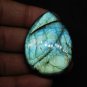1 Pcs. Of Natural Black Rainbow Flash Labradorite Pear Cabochon 46x35mm loose gemstone for jewelry