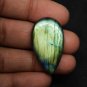 1 Pcs. Of Natural Black Rainbow Flash Labradorite Pear Cabochon 35x20mm loose gemstone for jewelry