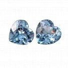 2 Pcs. Of Natural Brazilian Aquamarine Heart Fine Step Cut 11x11mm loose gemstone for jewelry