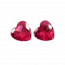 2 Pcs. Of Natural Mozambique Ruby Heart Fine Step Cut 6x6mm loose gemstone for jewelry